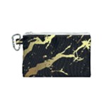 Marble Black, Kiss, Gold, Pretty Canvas Cosmetic Bag (Small)