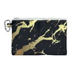 Marble Black, Kiss, Gold, Pretty Canvas Cosmetic Bag (Large)