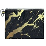 Marble Black, Kiss, Gold, Pretty Canvas Cosmetic Bag (XXL)