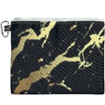 Marble Black, Kiss, Gold, Pretty Canvas Cosmetic Bag (XXXL)