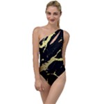 Marble Black, Kiss, Gold, Pretty To One Side Swimsuit