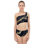 Marble Black, Kiss, Gold, Pretty Spliced Up Two Piece Swimsuit