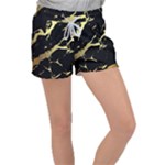 Marble Black, Kiss, Gold, Pretty Women s Velour Lounge Shorts