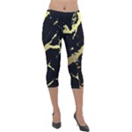 Marble Black, Kiss, Gold, Pretty Lightweight Velour Capri Leggings 