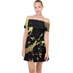 Marble Black, Kiss, Gold, Pretty Off Shoulder Chiffon Dress