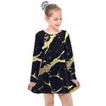 Marble Black, Kiss, Gold, Pretty Kids  Long Sleeve Dress