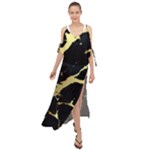 Marble Black, Kiss, Gold, Pretty Maxi Chiffon Cover Up Dress