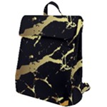 Marble Black, Kiss, Gold, Pretty Flap Top Backpack