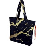 Marble Black, Kiss, Gold, Pretty Drawstring Tote Bag