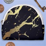 Marble Black, Kiss, Gold, Pretty Horseshoe Style Canvas Pouch