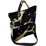 Marble Black, Kiss, Gold, Pretty Fold Over Handle Tote Bag