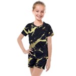 Marble Black, Kiss, Gold, Pretty Kids  Mesh T-Shirt and Shorts Set