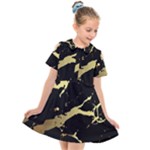 Marble Black, Kiss, Gold, Pretty Kids  Short Sleeve Shirt Dress