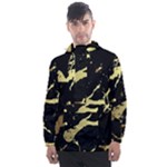 Marble Black, Kiss, Gold, Pretty Men s Front Pocket Pullover Windbreaker