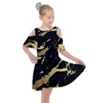 Marble Black, Kiss, Gold, Pretty Kids  Shoulder Cutout Chiffon Dress