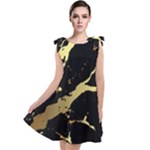 Marble Black, Kiss, Gold, Pretty Tie Up Tunic Dress