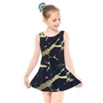 Marble Black, Kiss, Gold, Pretty Kids  Skater Dress Swimsuit