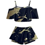 Marble Black, Kiss, Gold, Pretty Kids  Off Shoulder Skirt Bikini