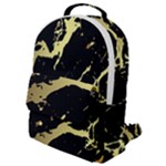 Marble Black, Kiss, Gold, Pretty Flap Pocket Backpack (Small)