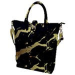 Marble Black, Kiss, Gold, Pretty Buckle Top Tote Bag