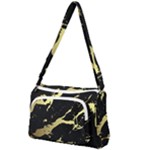 Marble Black, Kiss, Gold, Pretty Front Pocket Crossbody Bag