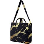 Marble Black, Kiss, Gold, Pretty Square Shoulder Tote Bag