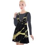 Marble Black, Kiss, Gold, Pretty Plunge Pinafore Velour Dress