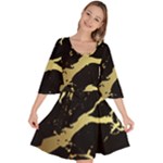 Marble Black, Kiss, Gold, Pretty Velour Kimono Dress