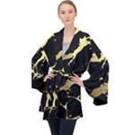 Marble Black, Kiss, Gold, Pretty Long Sleeve Velvet Kimono 