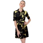 Marble Black, Kiss, Gold, Pretty Belted Shirt Dress