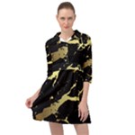 Marble Black, Kiss, Gold, Pretty Mini Skater Shirt Dress