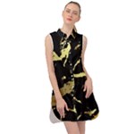 Marble Black, Kiss, Gold, Pretty Sleeveless Shirt Dress