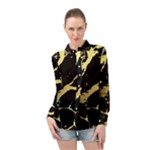 Marble Black, Kiss, Gold, Pretty Long Sleeve Chiffon Shirt