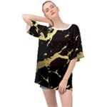 Marble Black, Kiss, Gold, Pretty Oversized Chiffon Top