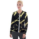 Marble Black, Kiss, Gold, Pretty Velvet Zip Up Jacket