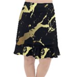 Marble Black, Kiss, Gold, Pretty Fishtail Chiffon Skirt