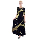 Marble Black, Kiss, Gold, Pretty Half Sleeves Maxi Dress