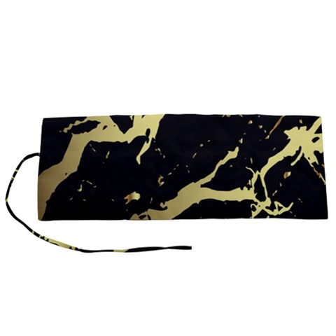 Marble Black, Kiss, Gold, Pretty Roll Up Canvas Pencil Holder (S) from ArtsNow.com