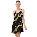 Marble Black, Kiss, Gold, Pretty Summer Time Chiffon Dress