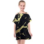 Marble Black, Kiss, Gold, Pretty Kids  One Piece Chiffon Dress