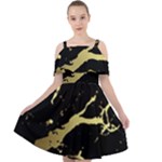 Marble Black, Kiss, Gold, Pretty Cut Out Shoulders Dress