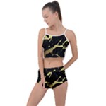 Marble Black, Kiss, Gold, Pretty Summer Cropped Co-Ord Set