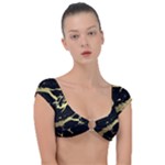 Marble Black, Kiss, Gold, Pretty Cap Sleeve Ring Bikini Top