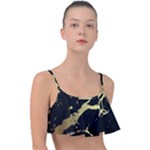 Marble Black, Kiss, Gold, Pretty Frill Bikini Top