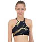 Marble Black, Kiss, Gold, Pretty Halter Bikini Top