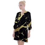 Marble Black, Kiss, Gold, Pretty Open Neck Shift Dress