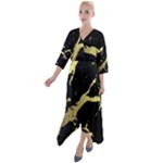 Marble Black, Kiss, Gold, Pretty Quarter Sleeve Wrap Front Maxi Dress