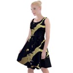 Marble Black, Kiss, Gold, Pretty Knee Length Skater Dress