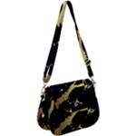 Marble Black, Kiss, Gold, Pretty Saddle Handbag