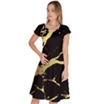 Marble Black, Kiss, Gold, Pretty Classic Short Sleeve Dress